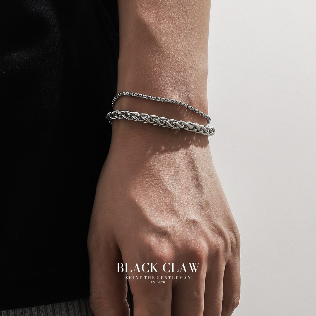 ダブルチェーンブレスレット 316L | メンズ 2連ブレス | BLACK CLAW