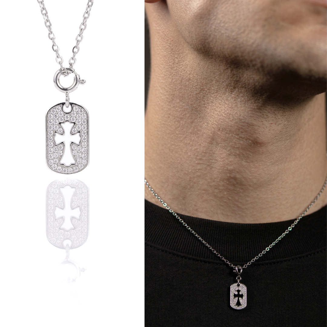 S925 Zirconia Square Cross necklace