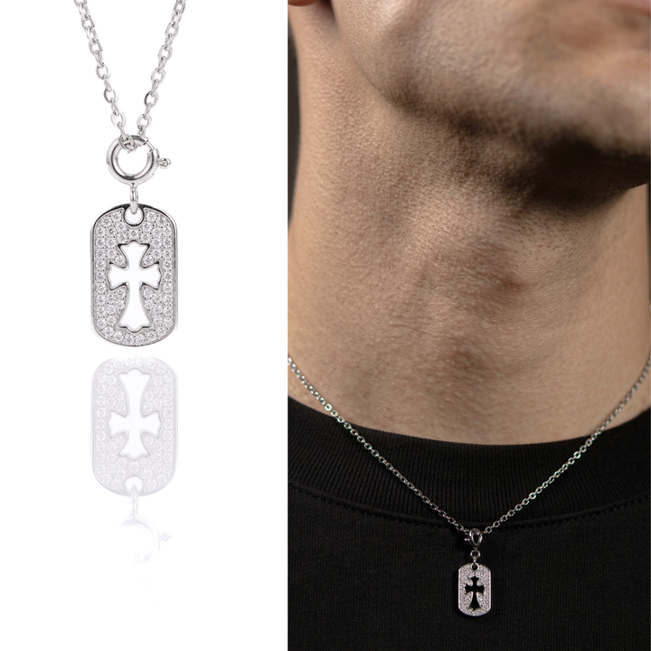 S925 Zirconia Square Cross necklace