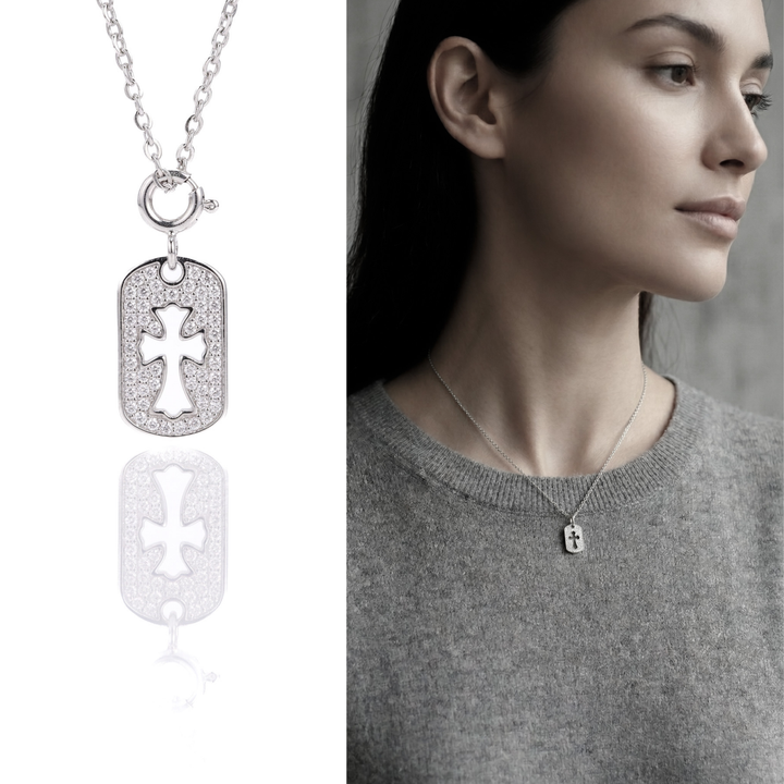 S925 Zirconia Square Cross necklace
