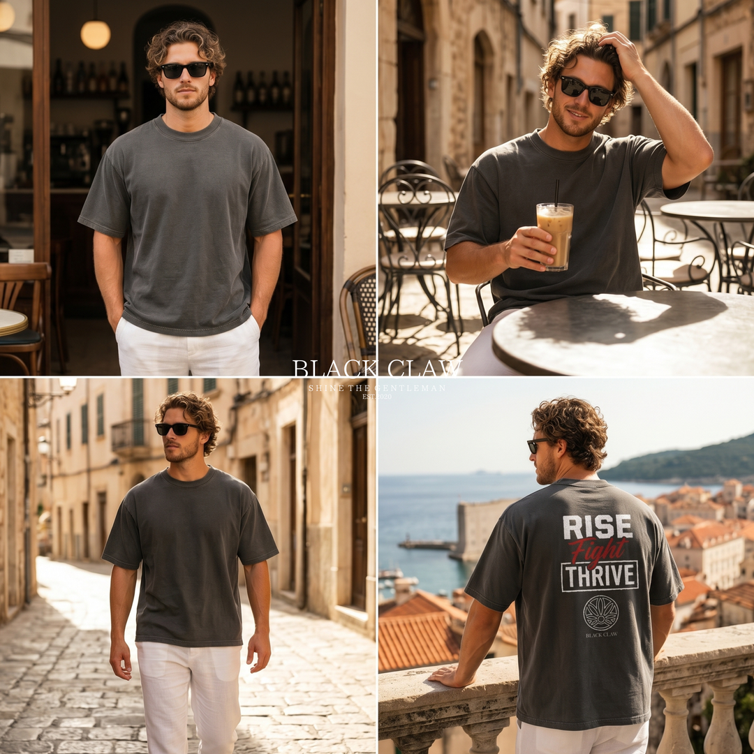 RISE FIGHT THRIVE ガーメントダイTシャツ