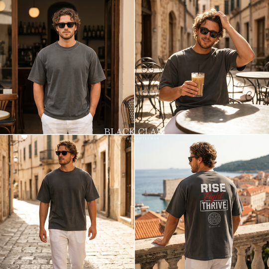 RISE FIGHT THRIVE ガーメントダイTシャツ