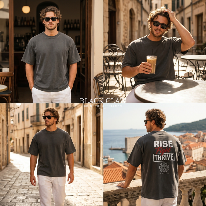 RISE FIGHT THRIVE ガーメントダイTシャツ
