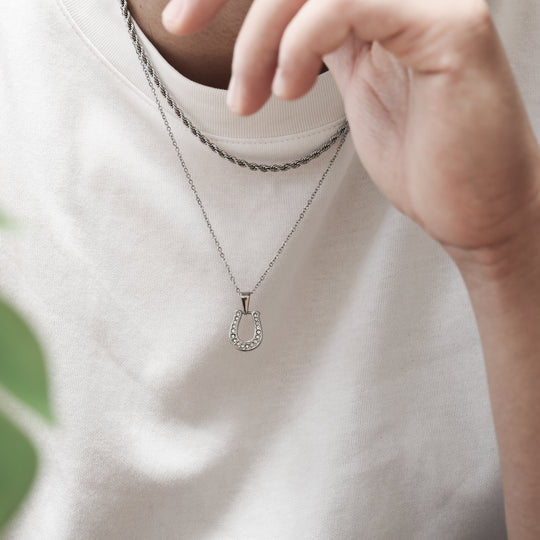 Horseshoe Reversible Necklace Silver