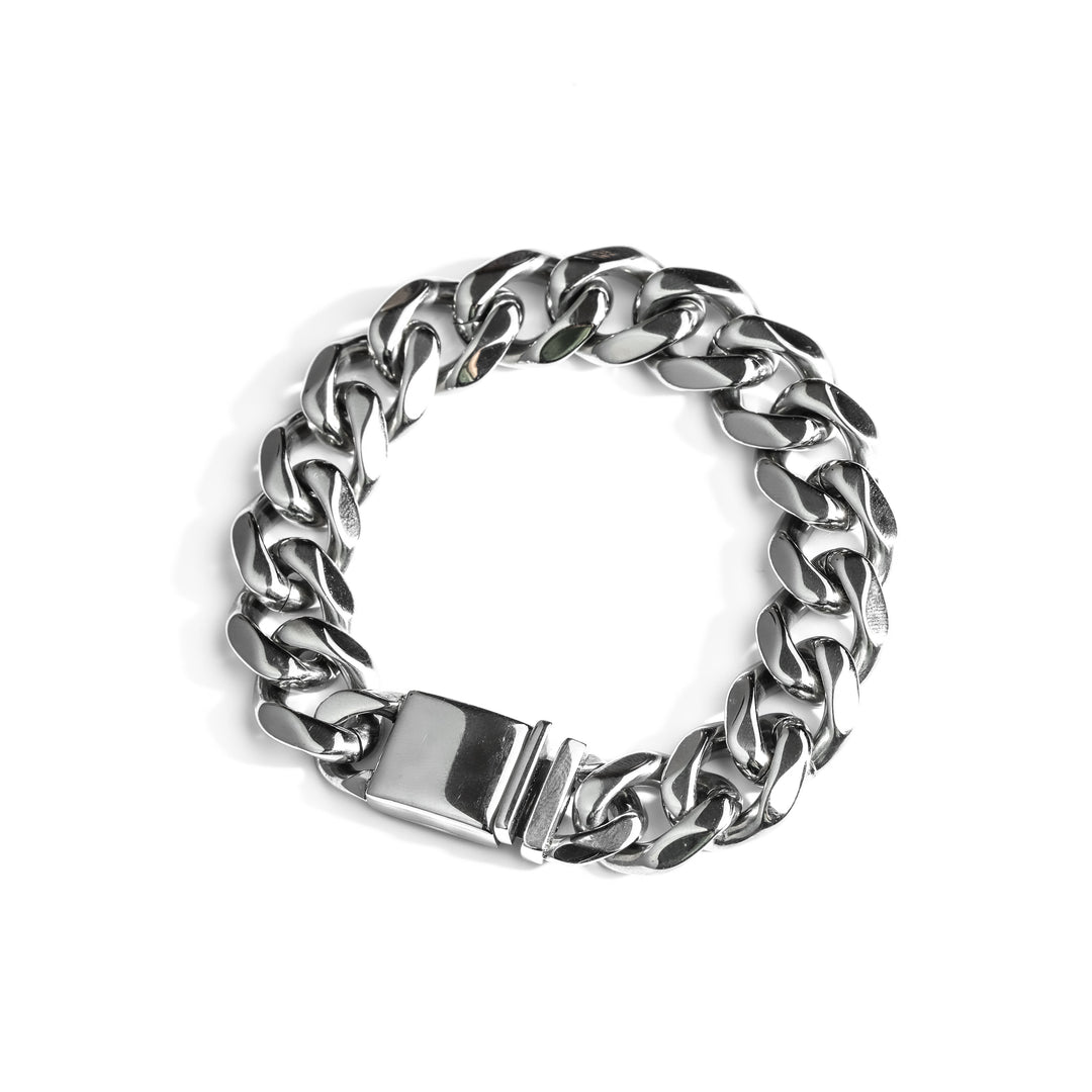 【15mm】316L Flat Link Chain  Necklace＆Bracelet SET