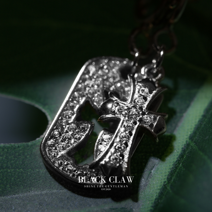S925 Zirconia square and Cross necklace【SILVER】