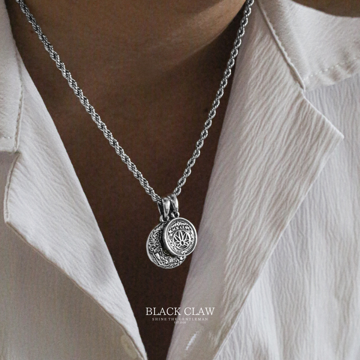 BLACK CLAW Prayer Coin Pendant