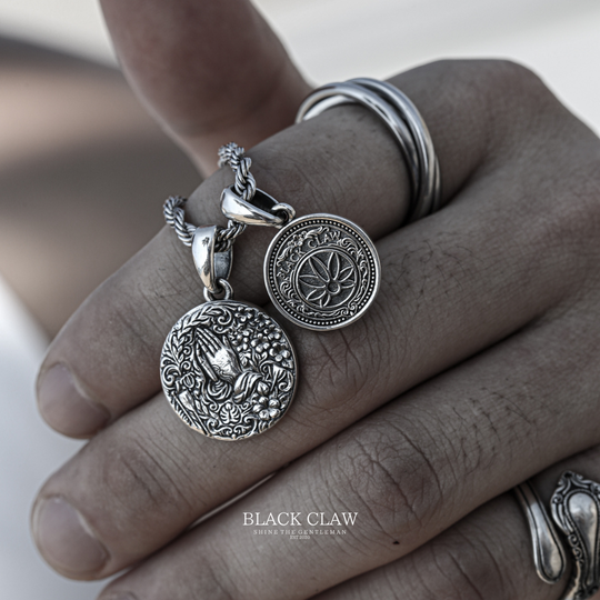 BLACK CLAW Prayer Coin Pendant