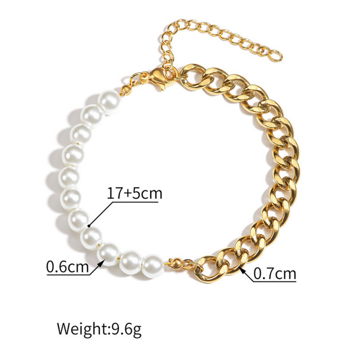 316L Pearl Chain bracelet【B&C】GOLD