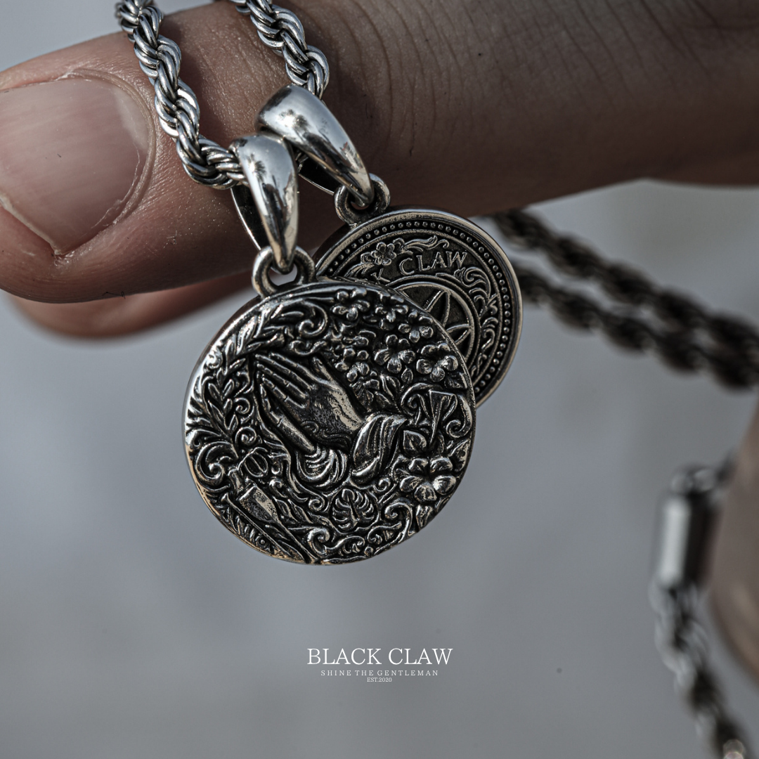 BLACK CLAW Prayer Coin Pendant