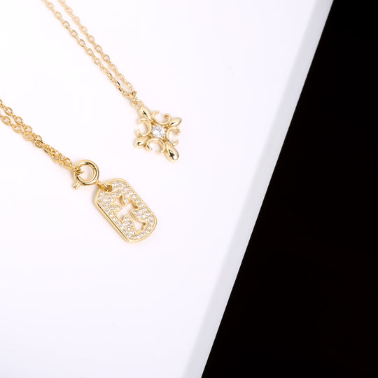 S925 Zirconia cross diamond necklace GOLD