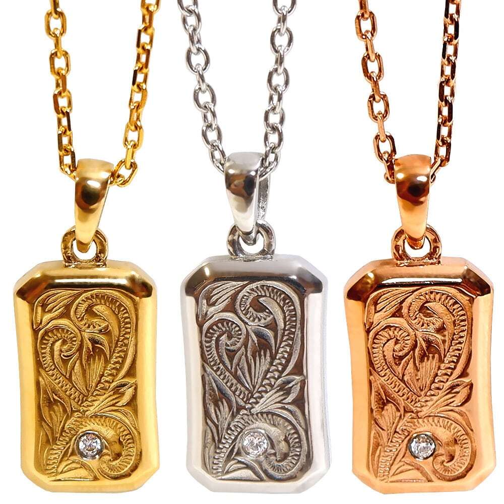 316L Hawaiian Square Zirconia Necklace【GOLD】