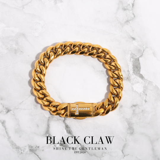 316L Zirconia Cross Chain  Bracelet【GOLD】