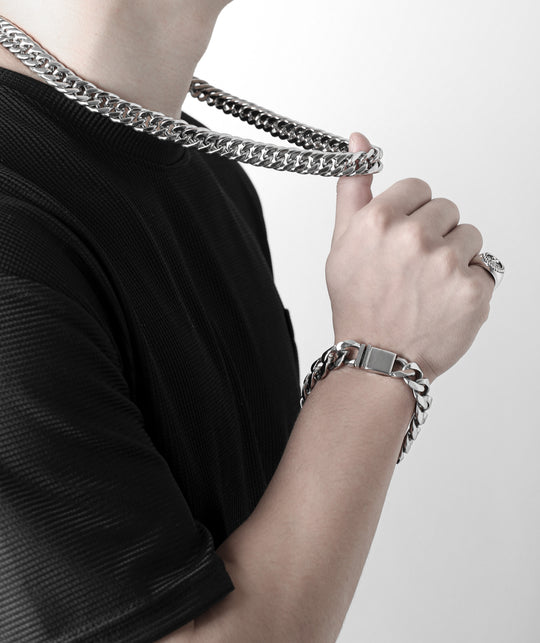 316L Double Chain Necklace Silver