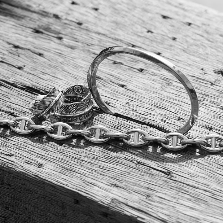 s925 Coin Feather Ring