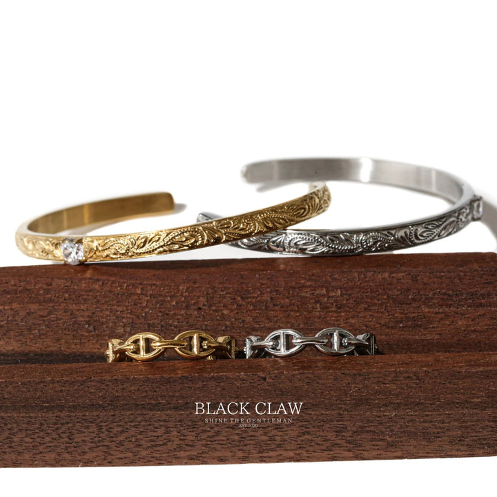 【Plumeria Engraved Zirconia Bangle】silver