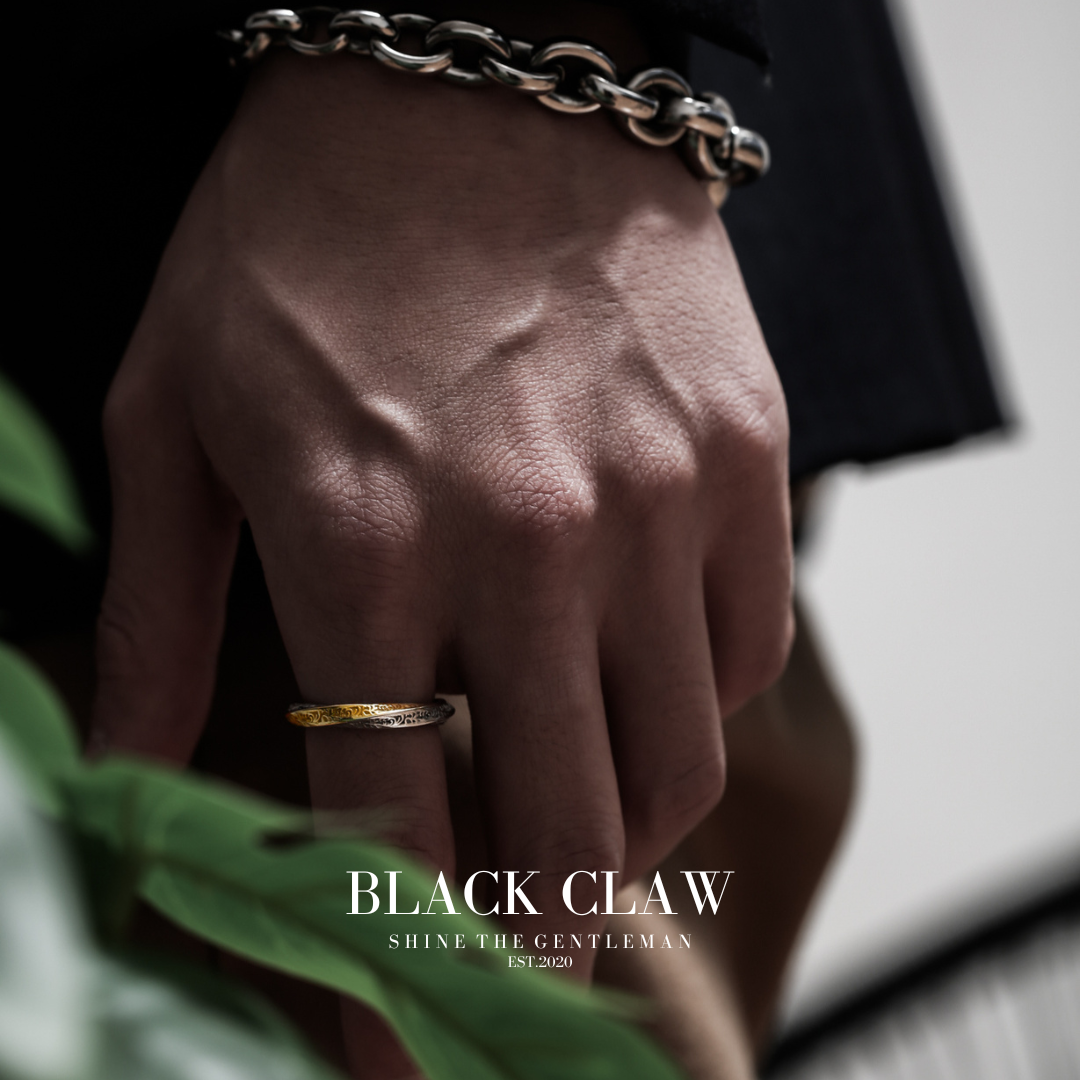 S925 Arabesque Pattern Ring / B&C