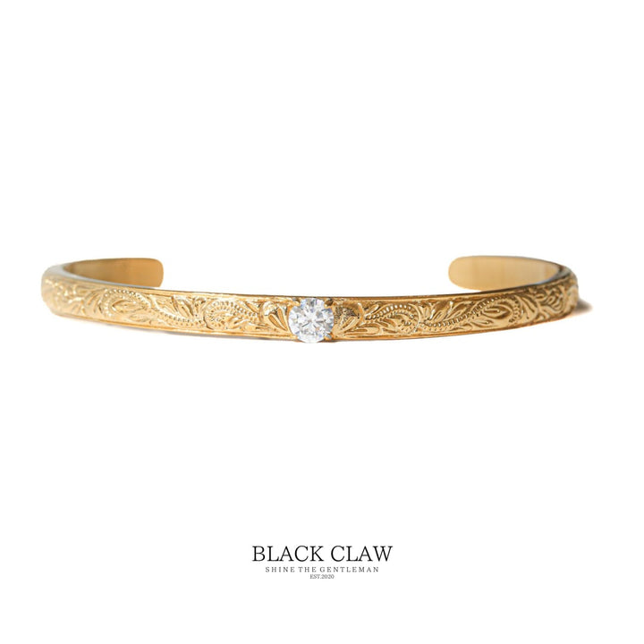 【Plumeria Engraved Zirconia Bangle】