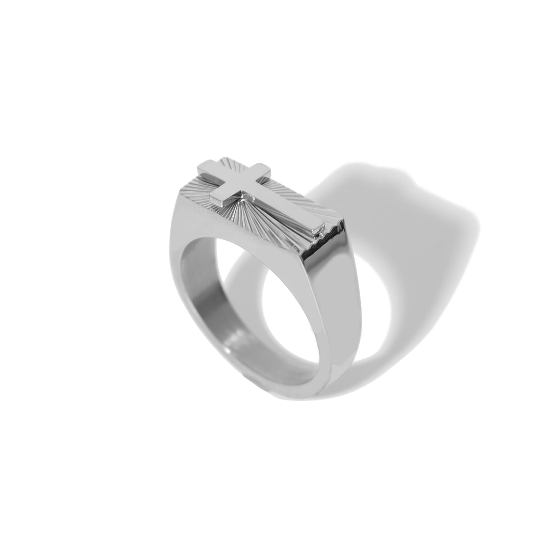 316L Jagged Cross Ring SILVER