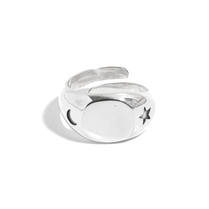 S925 Sun and Moon Signet Ring / B&C