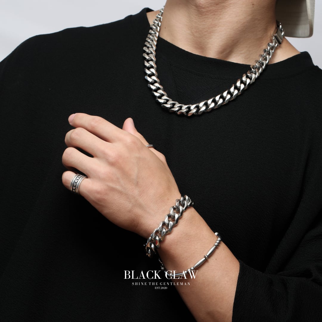 【15mm】316L Flat Link Chain  Necklace＆Bracelet SET