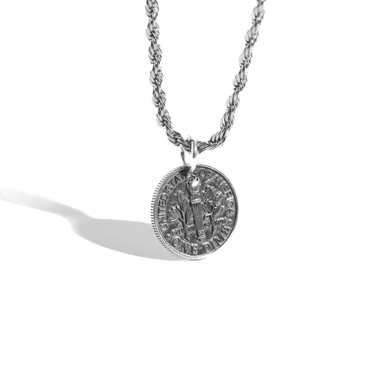 S925 Smile Coin Reversible Necklace