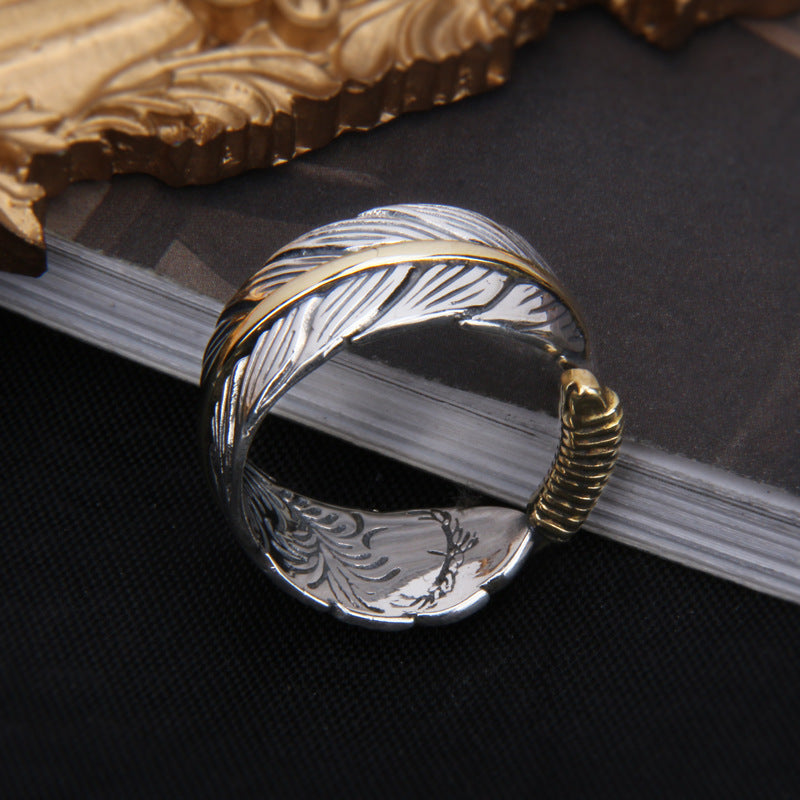 S925 Indian Feather Ring