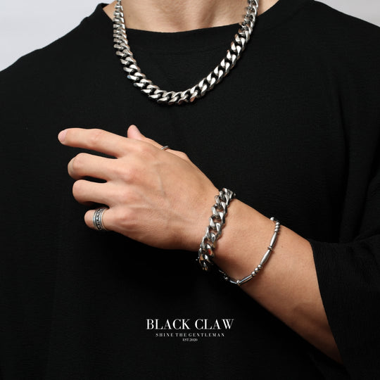 【15mm】316L Flat Link Chain  Necklace＆Bracelet SET
