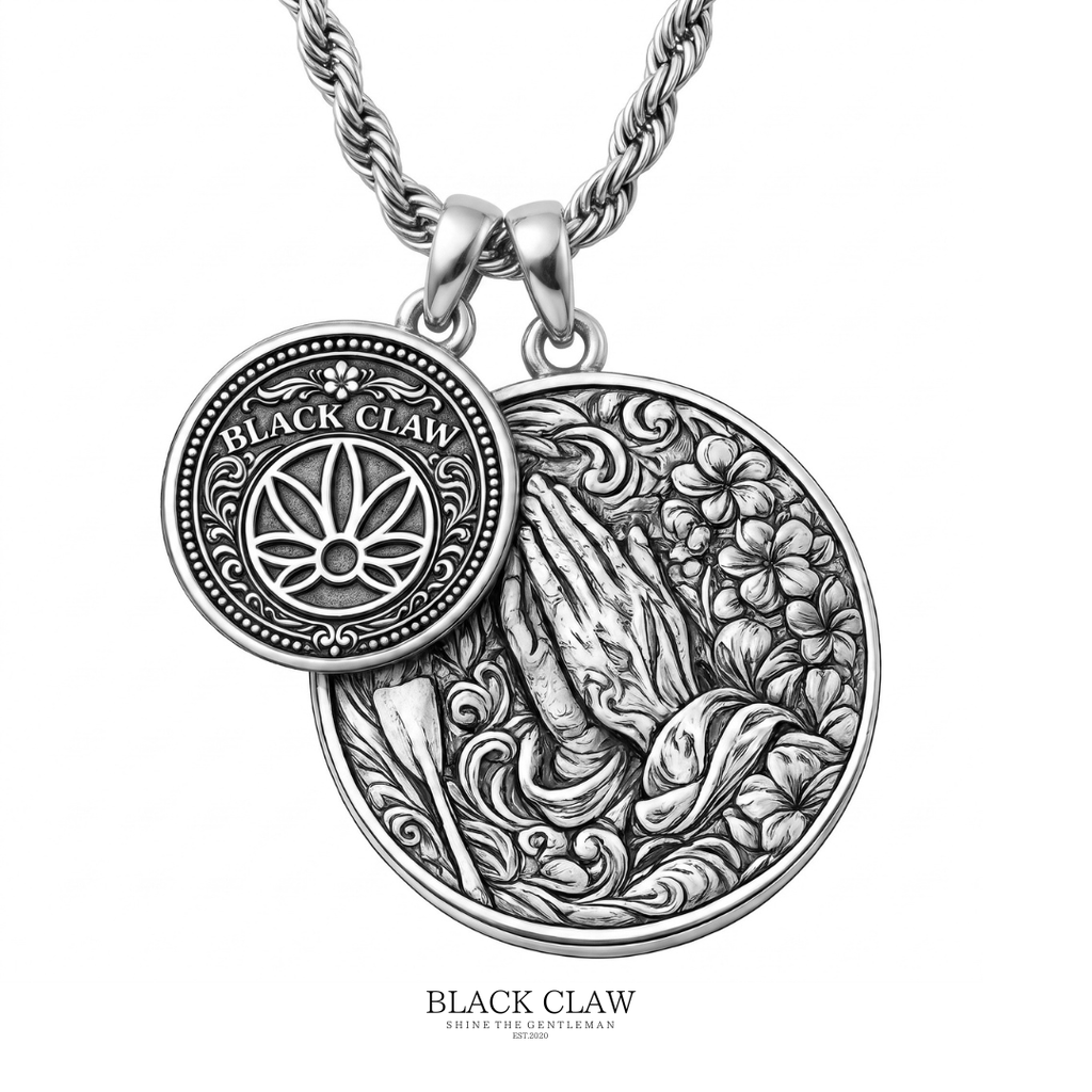 BLACK CLAW Prayer Coin Pendant｜S925シルバーメッキ×316Lロープチェーン