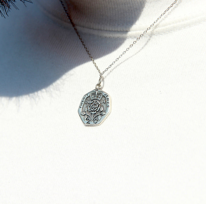 s925 Coin & Rose necklace