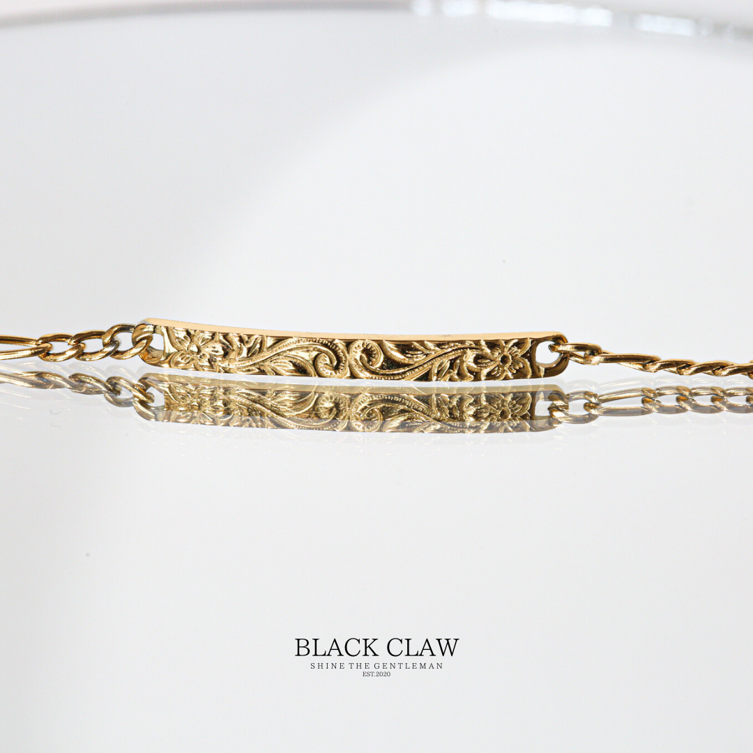 【Engraved Hawaiian Bar Bracelet】 【GOLD】