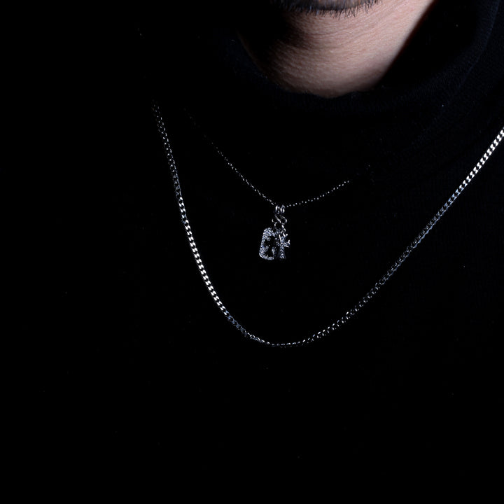 S925 Zirconia square and Cross necklace【SILVER】