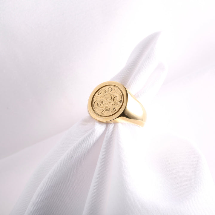 Hawaiian Signet Coin Ring 【GOLD】
