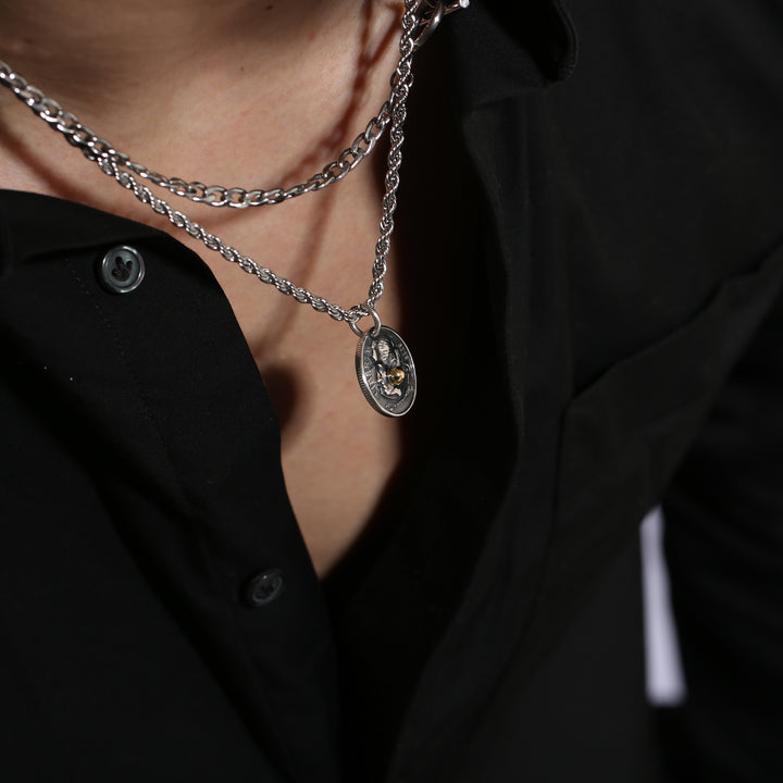 S925 Smile Coin Reversible Necklace