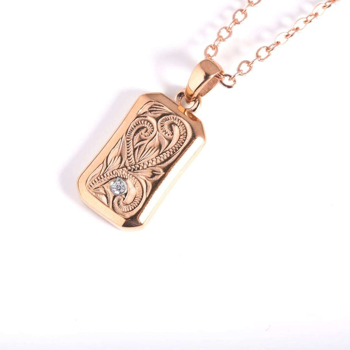 316L Hawaiian Square Zirconia Necklace【GOLD】