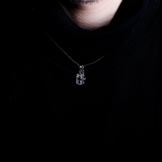 S925 Zirconia square and Cross necklace【SILVER】