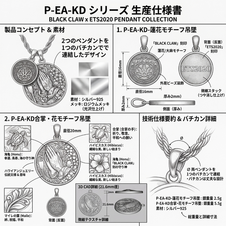 BLACK CLAW Prayer Coin Pendant