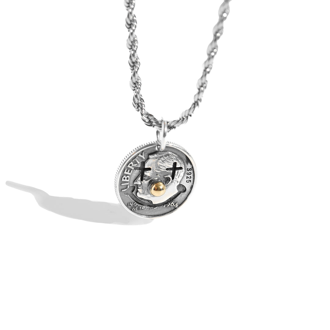 S925 Smile Coin Reversible Necklace