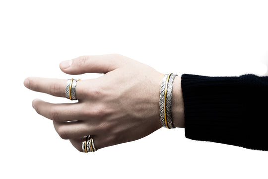 S925 Indian Feather Bangle