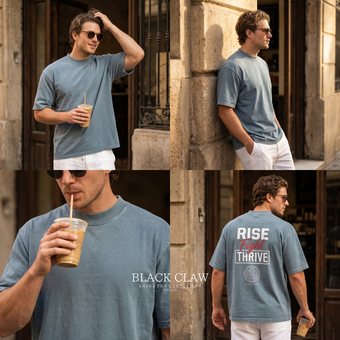 RISE FIGHT THRIVE ガーメントダイTシャツ
