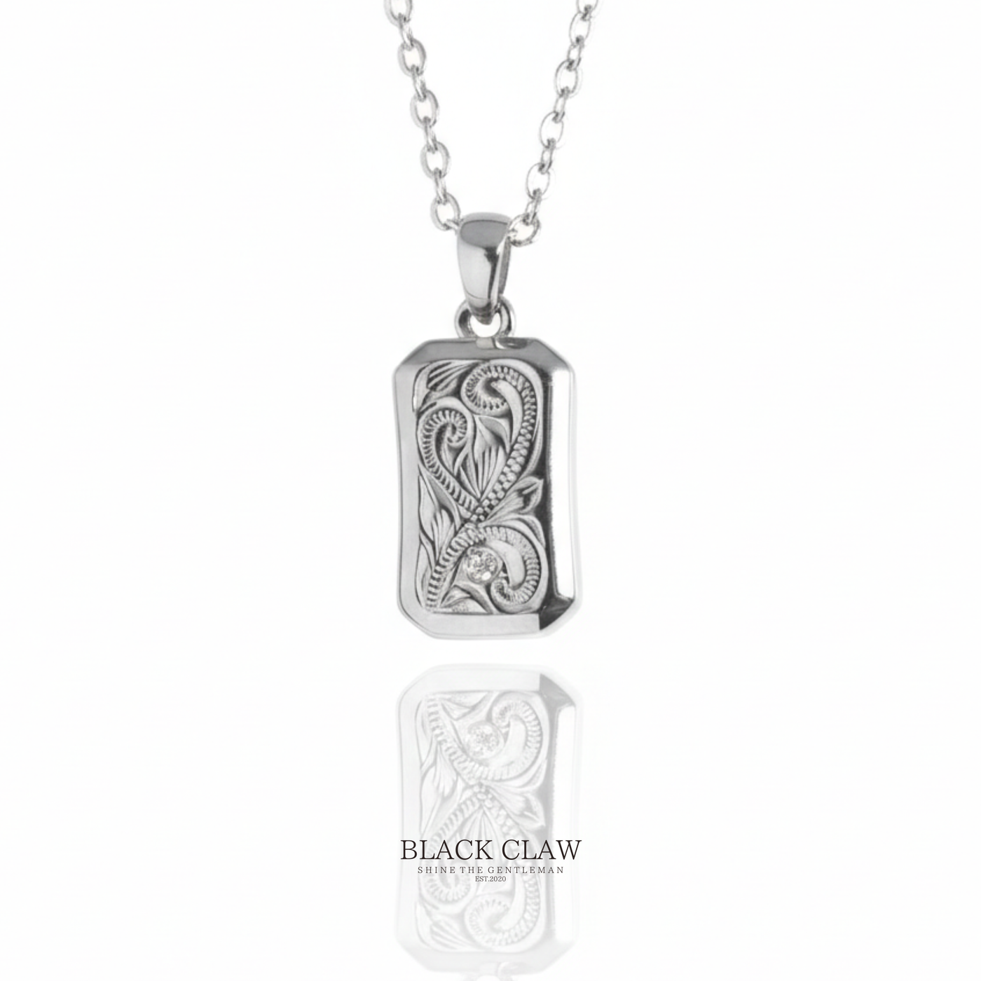 316L Hawaiian Square Zirconia Necklace【SILVER】
