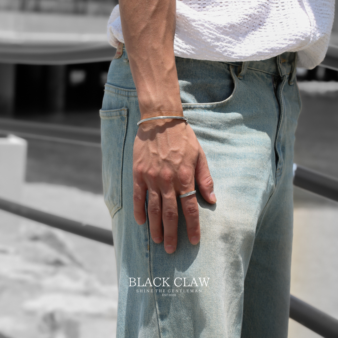 316L smooth Bangle 【Silver】