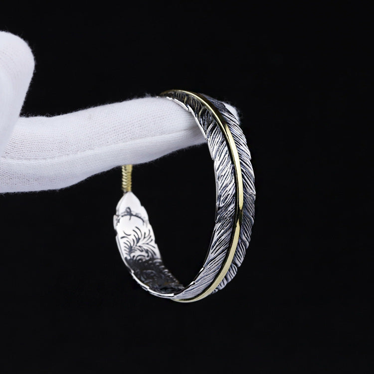 S925 Indian Feather Bangle