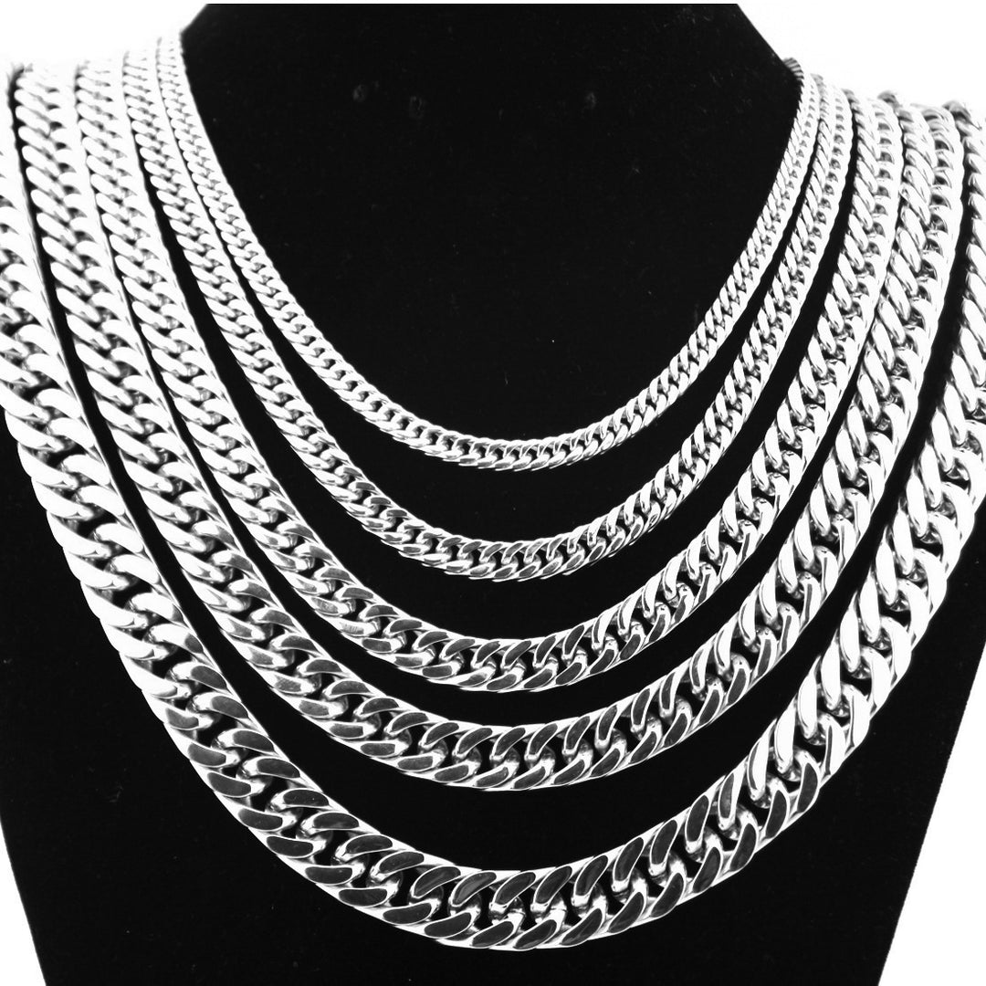 316L Double Chain Necklace Silver