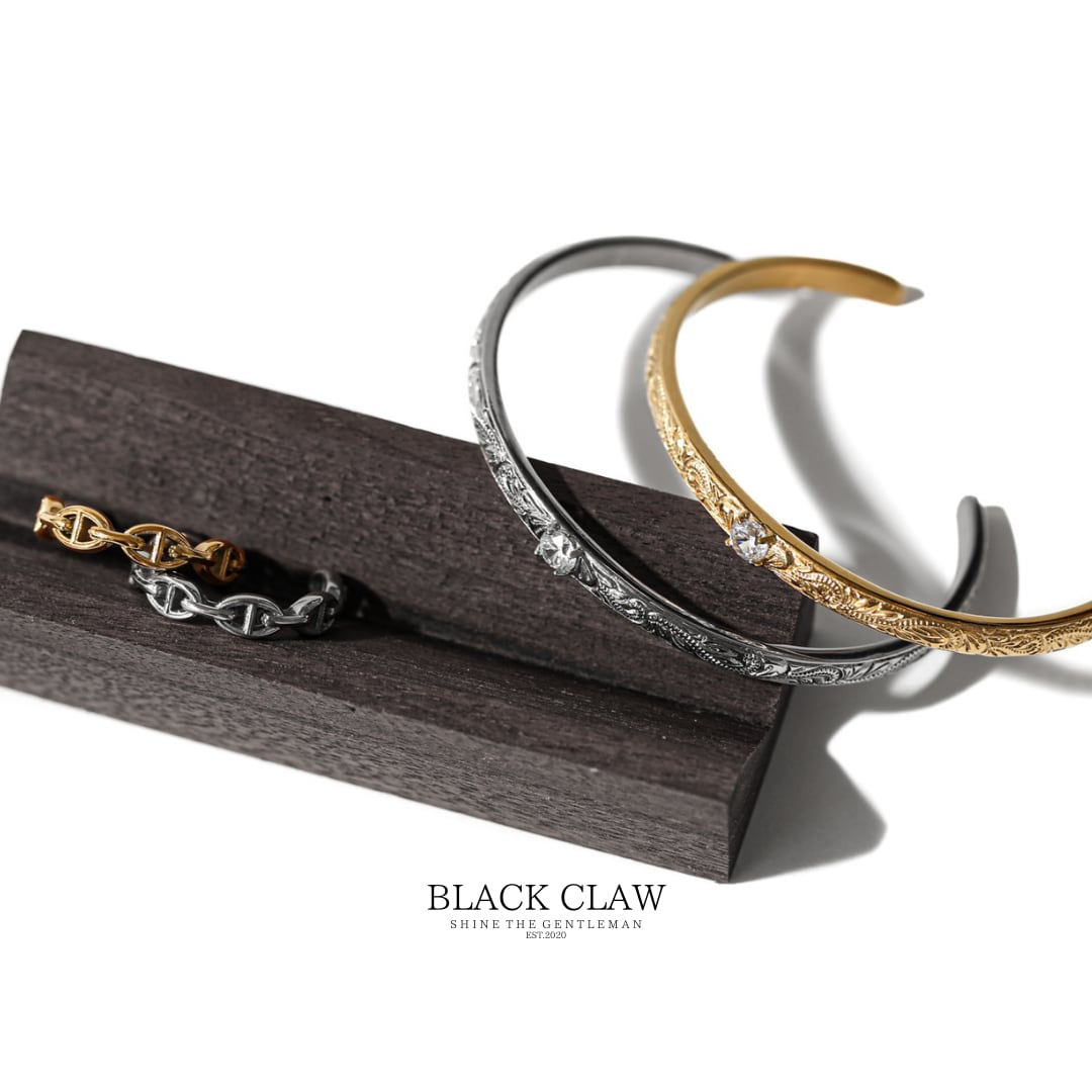 【Plumeria Engraved Zirconia Bangle】silver