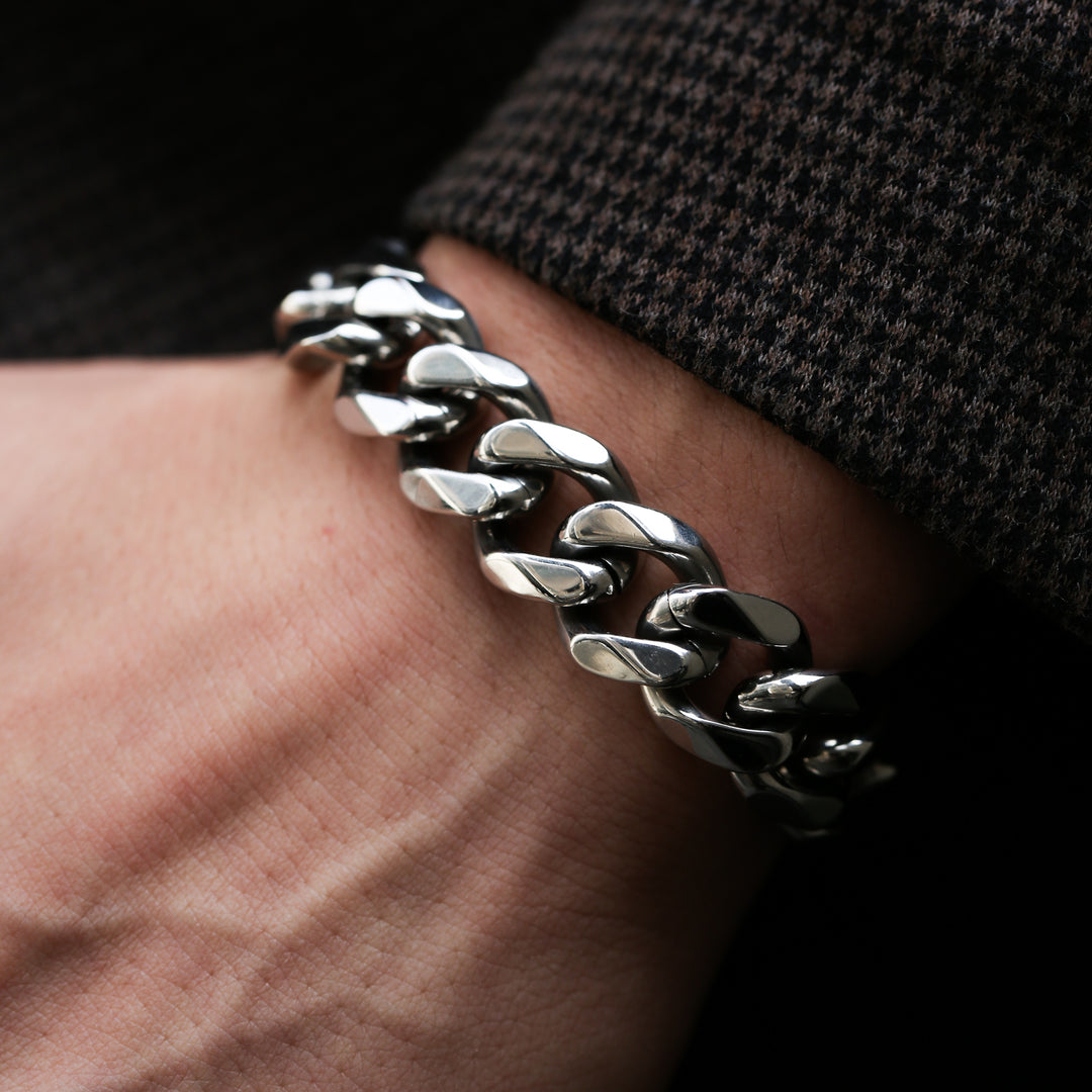 【15mm】316L Flat Link Chain Bracelet