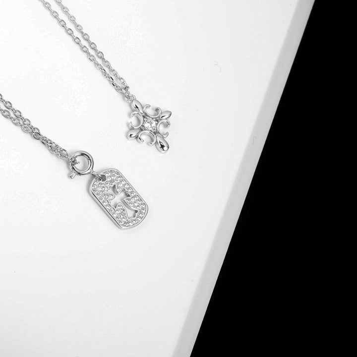 S925 Zirconia cross diamond necklace SILVER