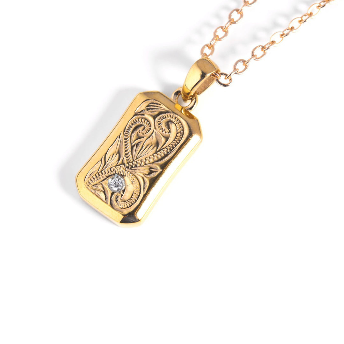 316L Hawaiian Square Zirconia Necklace【GOLD】
