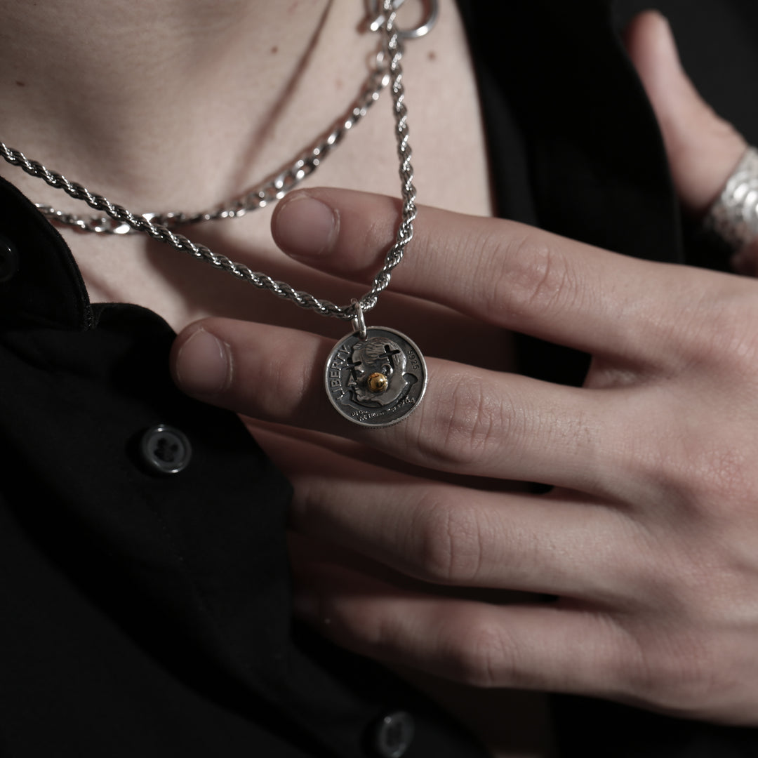 S925 Smile Coin Reversible Necklace