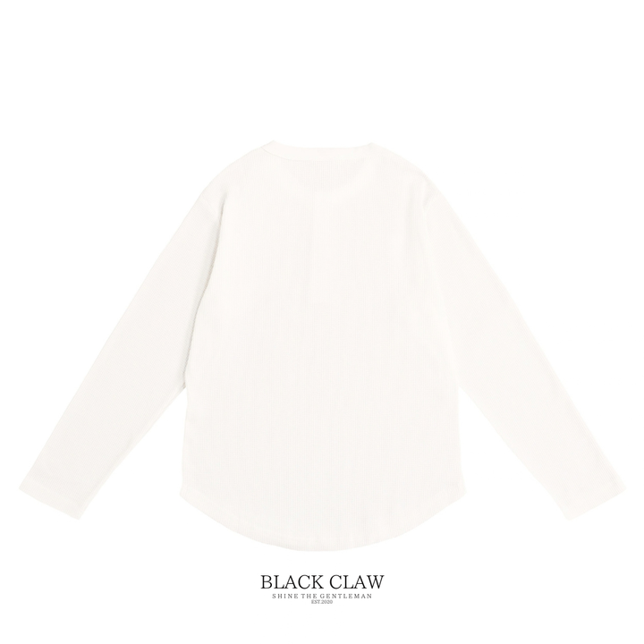 BLACK CLAW ワッフル ヘンリーネック ロンT ホワイト 背面